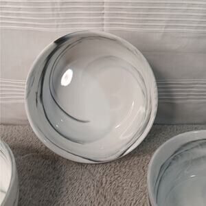 3 Artisanal Kitchen Supply Coupe Grey & White Marble Swirl 5 7/8" Soup Bowls